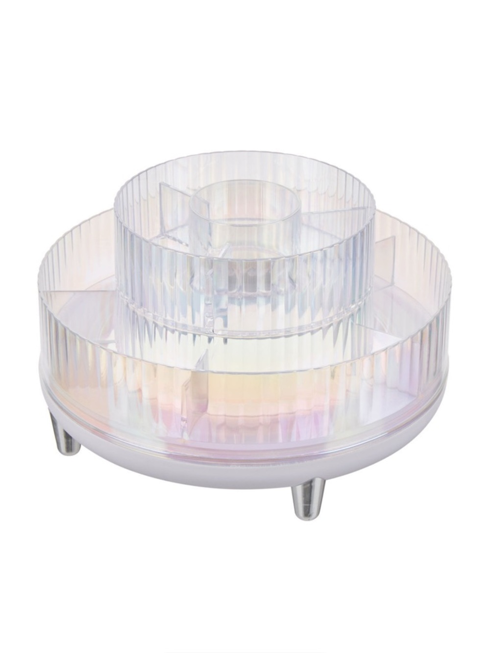 Comfort Bay Round Spinning Organizer Clear Iridescent Tiered for Makeup etc.